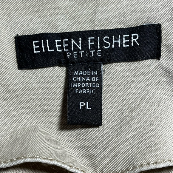 Eileen Fisher | Beige Ruffle Collar Utility Jacket, Large Petite - Picture 11 of 12